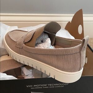 Vionic Taupe Slip-On Loafers with White Soles